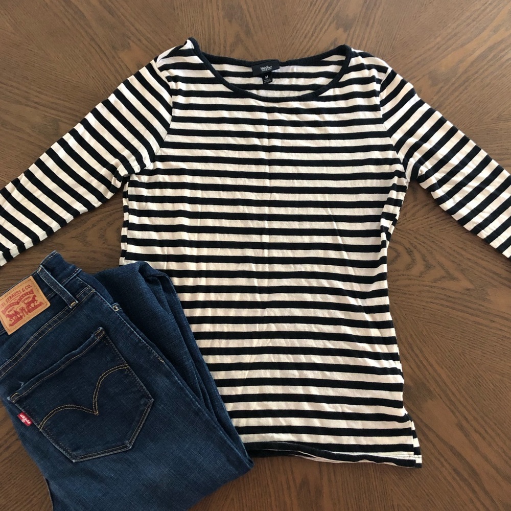 MOSSIMO Striped 3/4 Sleeve Shirt